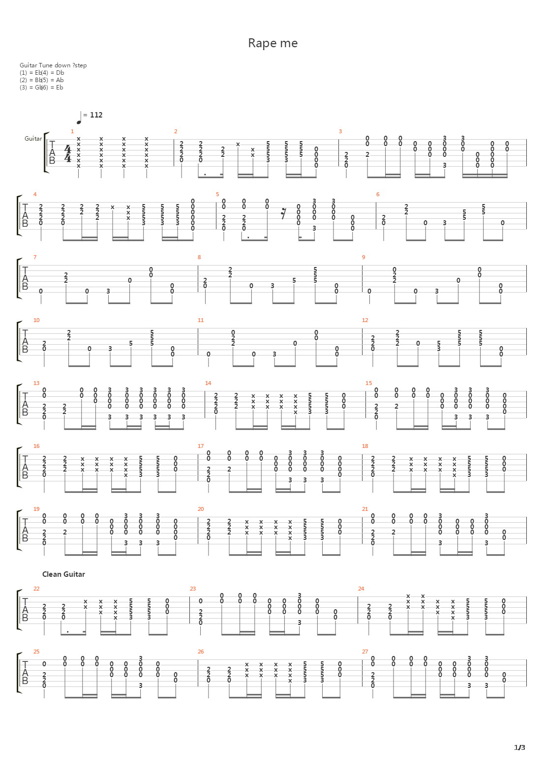 Rape Me吉他谱