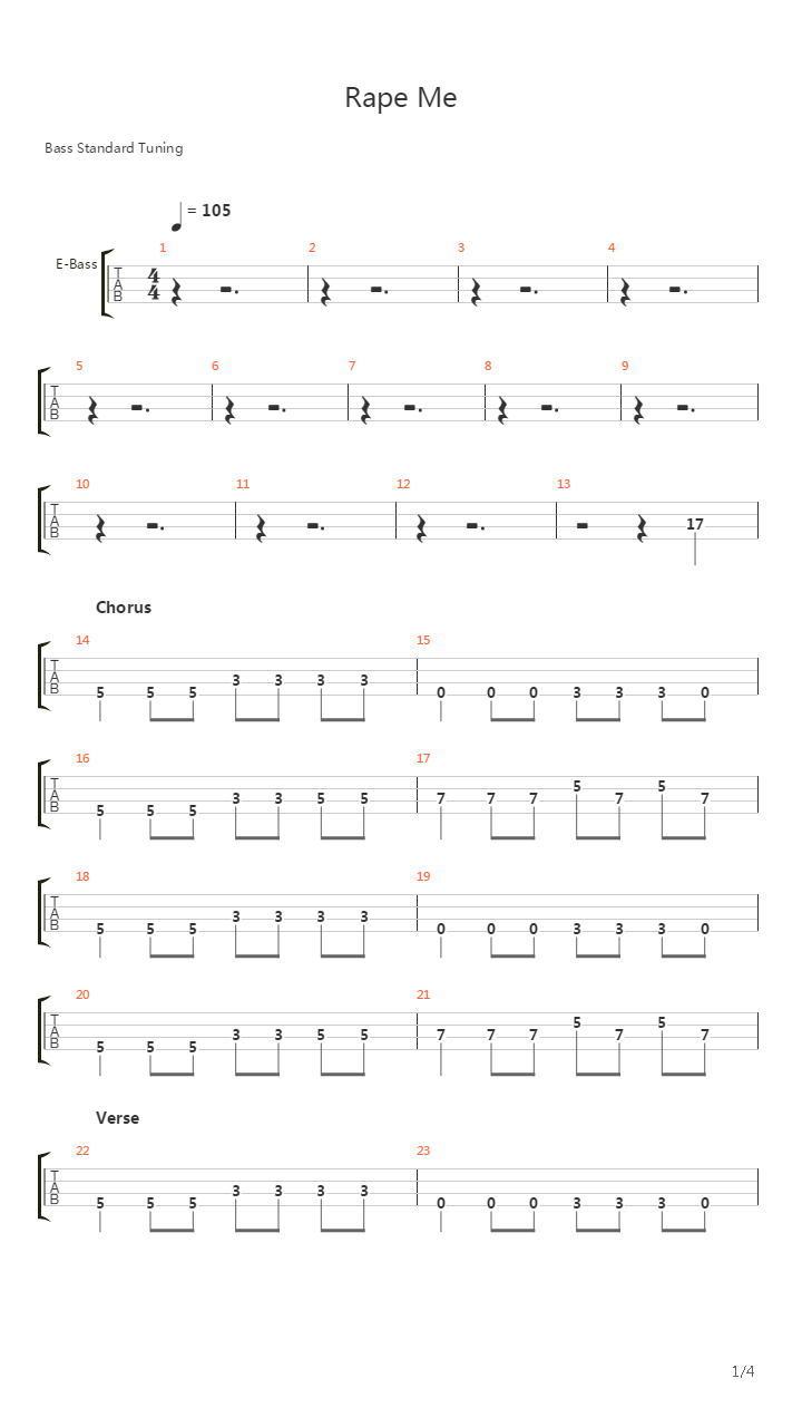 Rape Me吉他谱