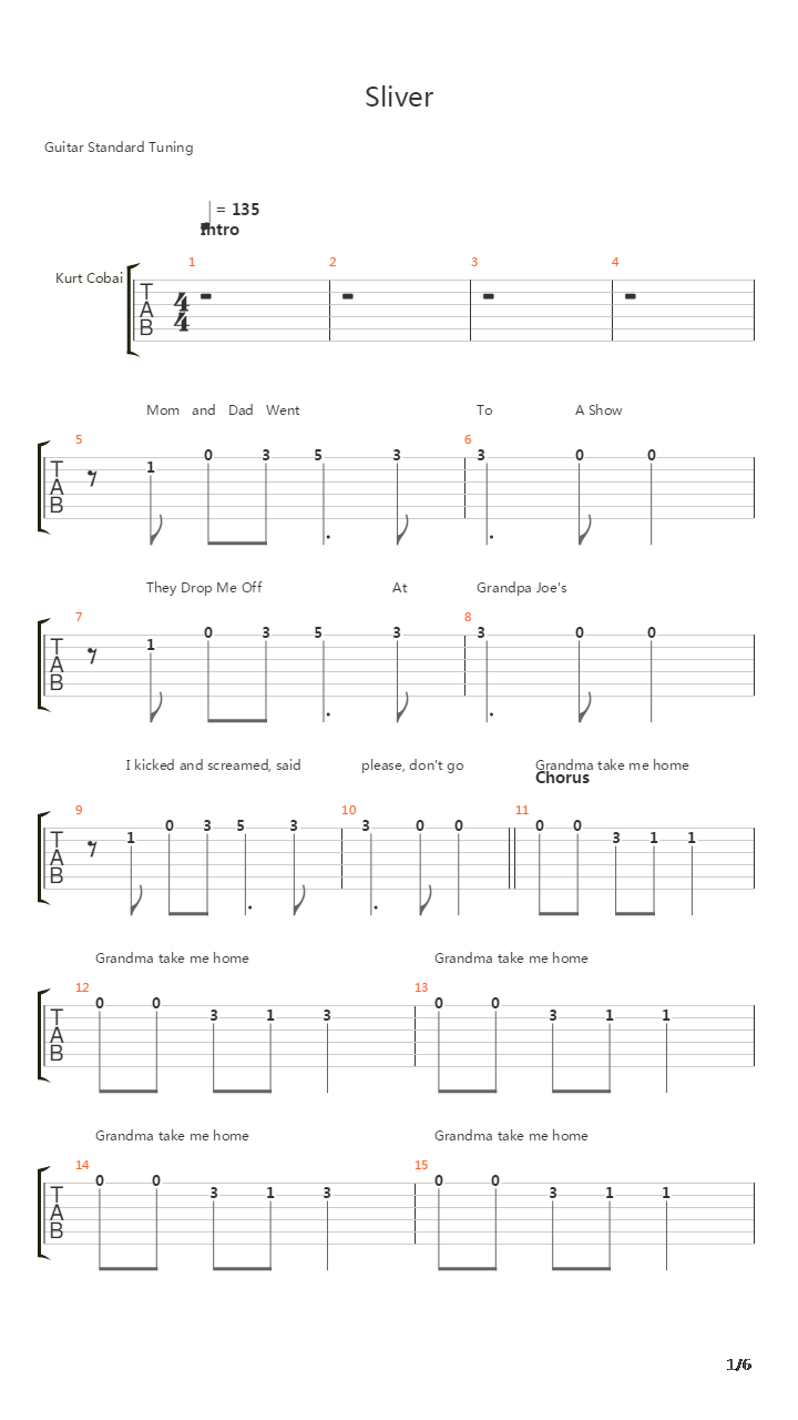 Sliver吉他谱