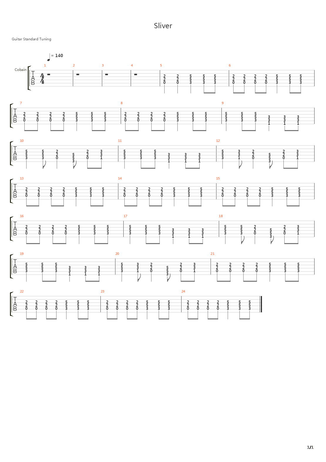 Sliver吉他谱