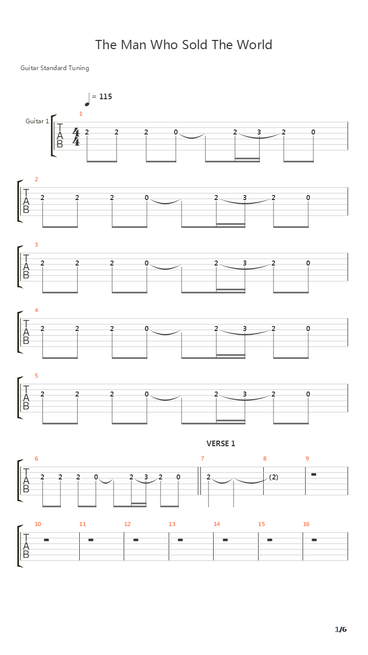 The Man Who Sold The World吉他谱