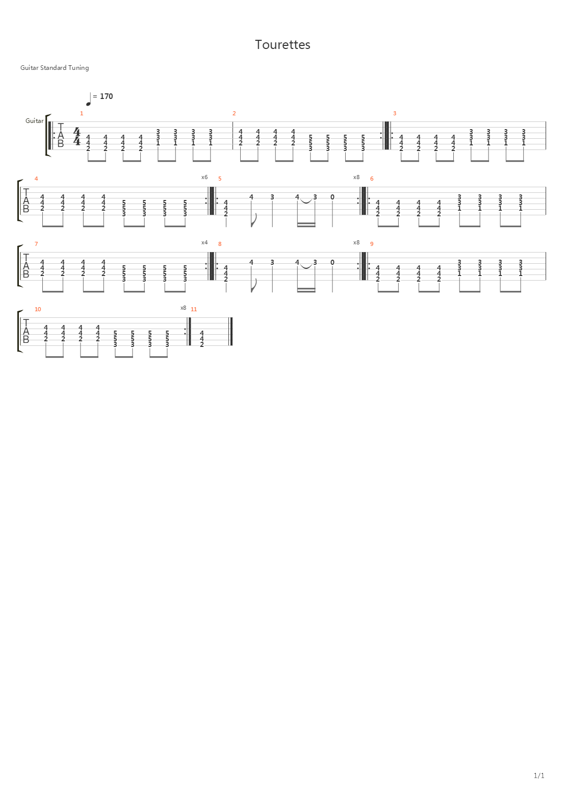 Tourettes吉他谱