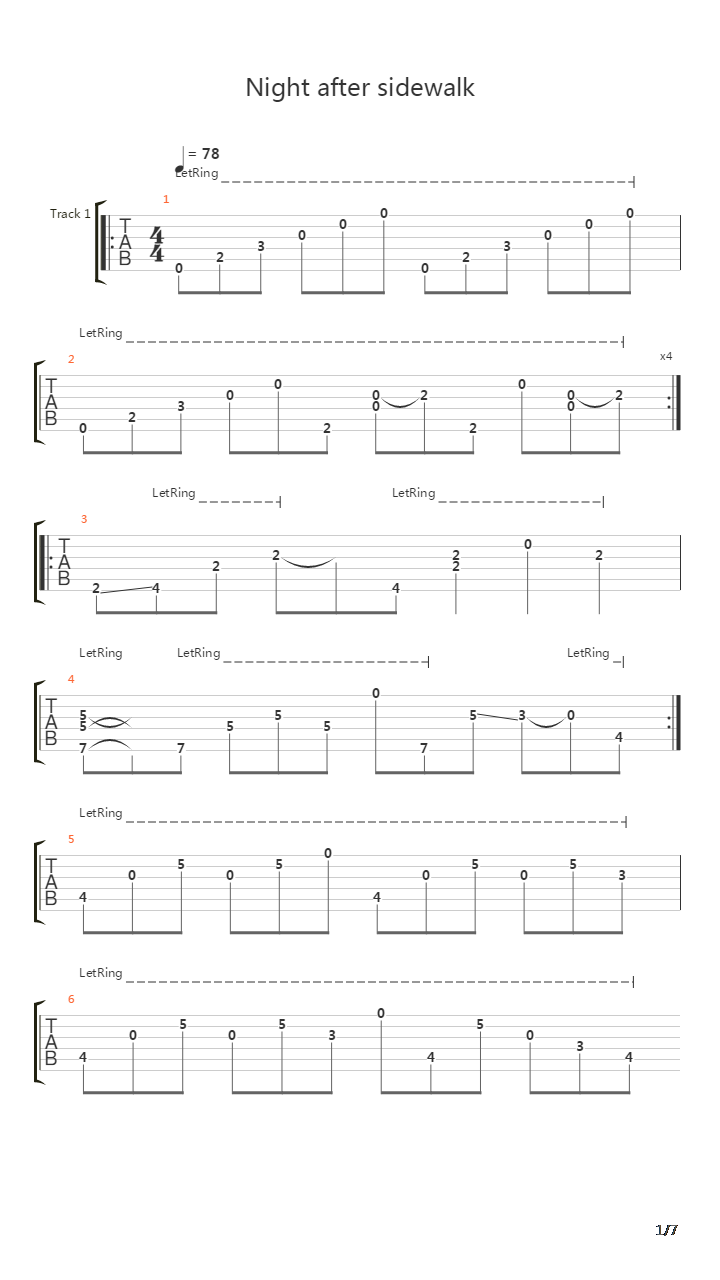 Night After Sidewalk吉他谱