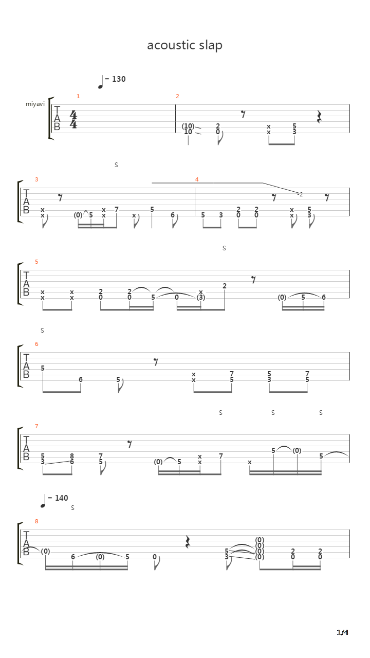 acoustic slap吉他谱