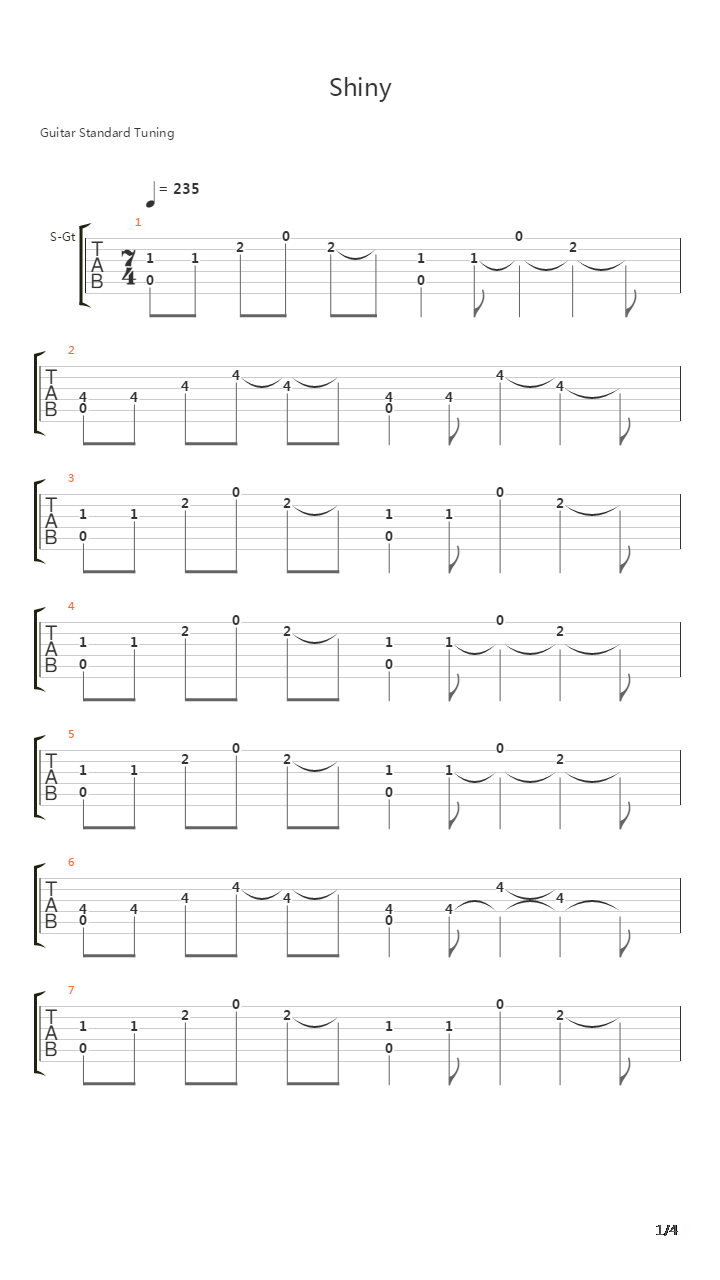 Shiny吉他谱