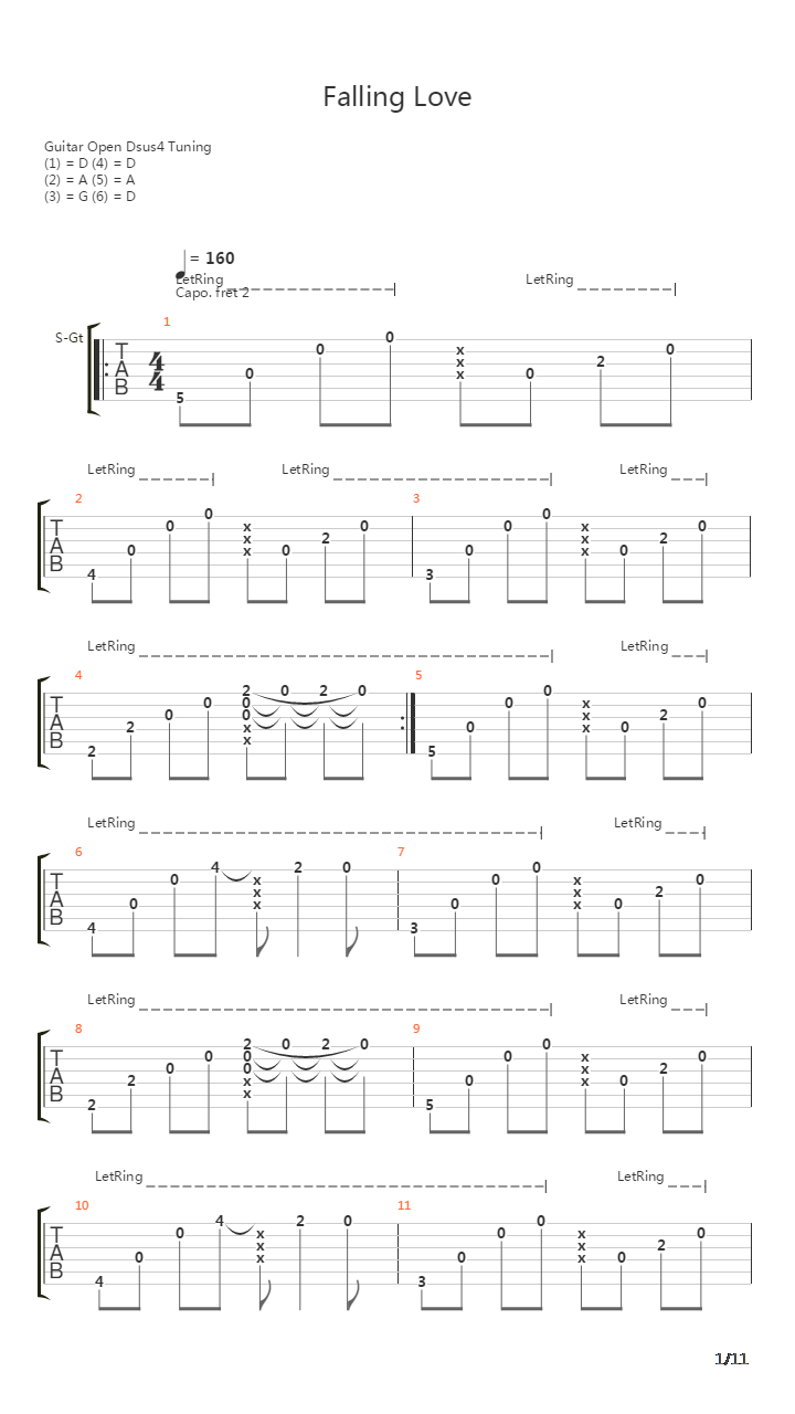 Falling Love吉他谱