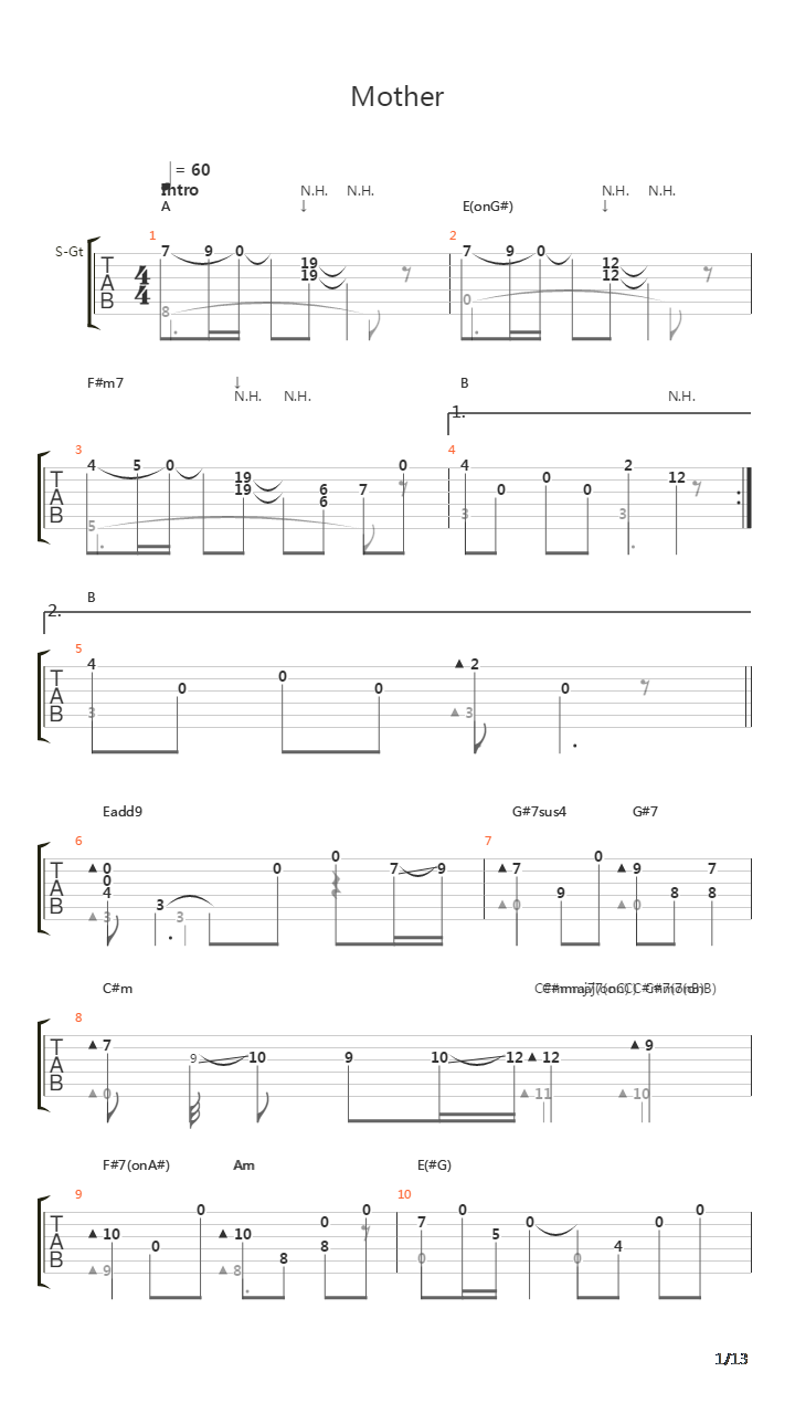 Mother吉他谱