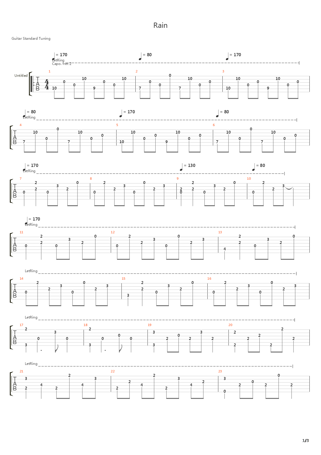 Rain吉他谱