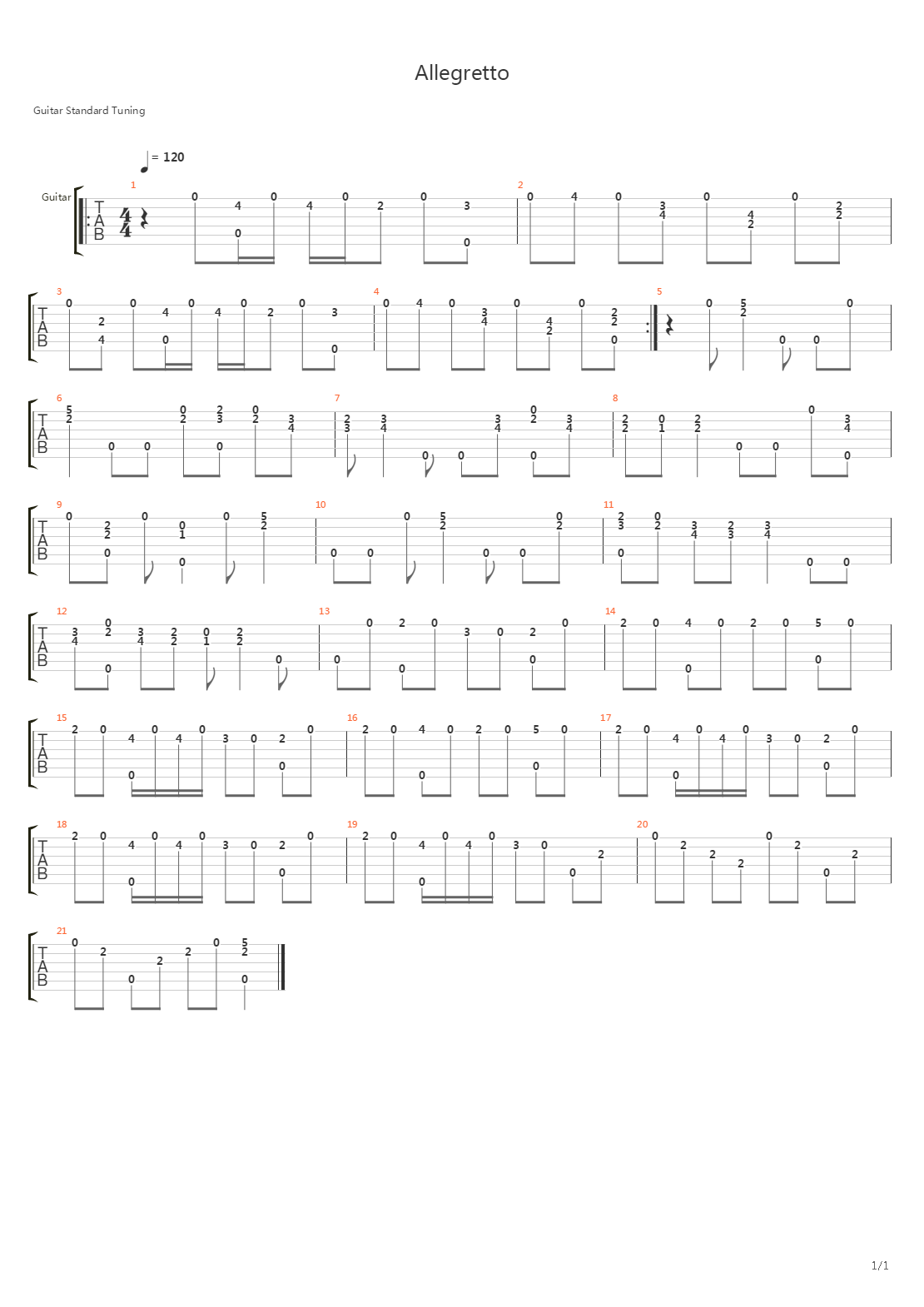 Allegretto(快板)吉他谱