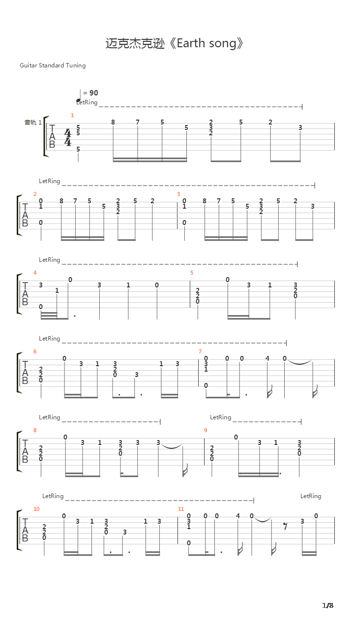 Earth Song吉他谱