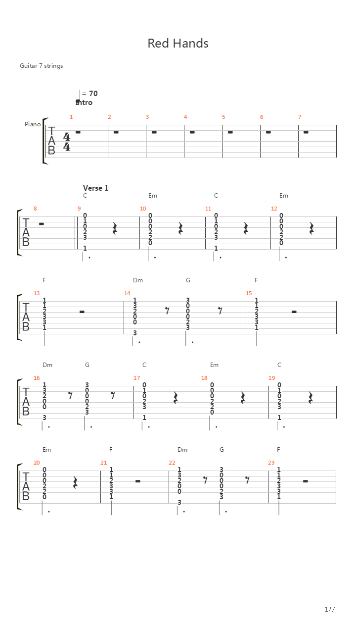 Red Hands吉他谱