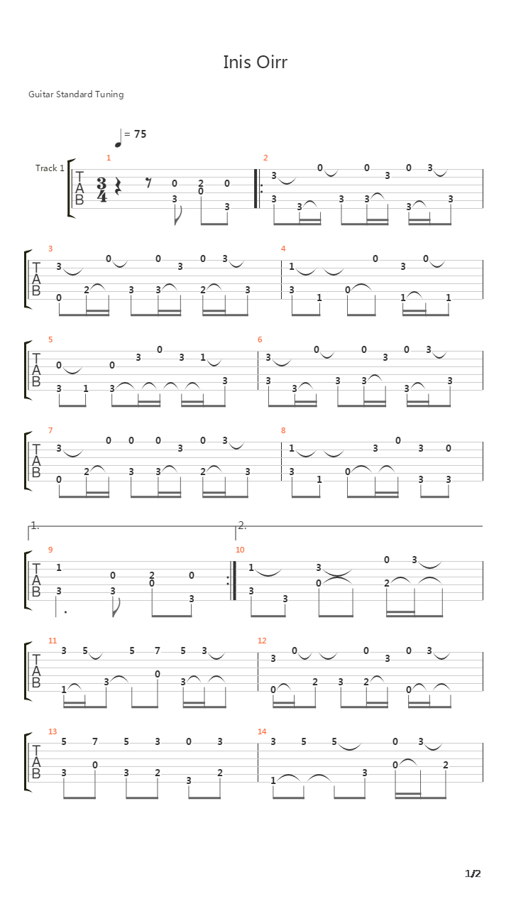 Inis Oirr吉他谱