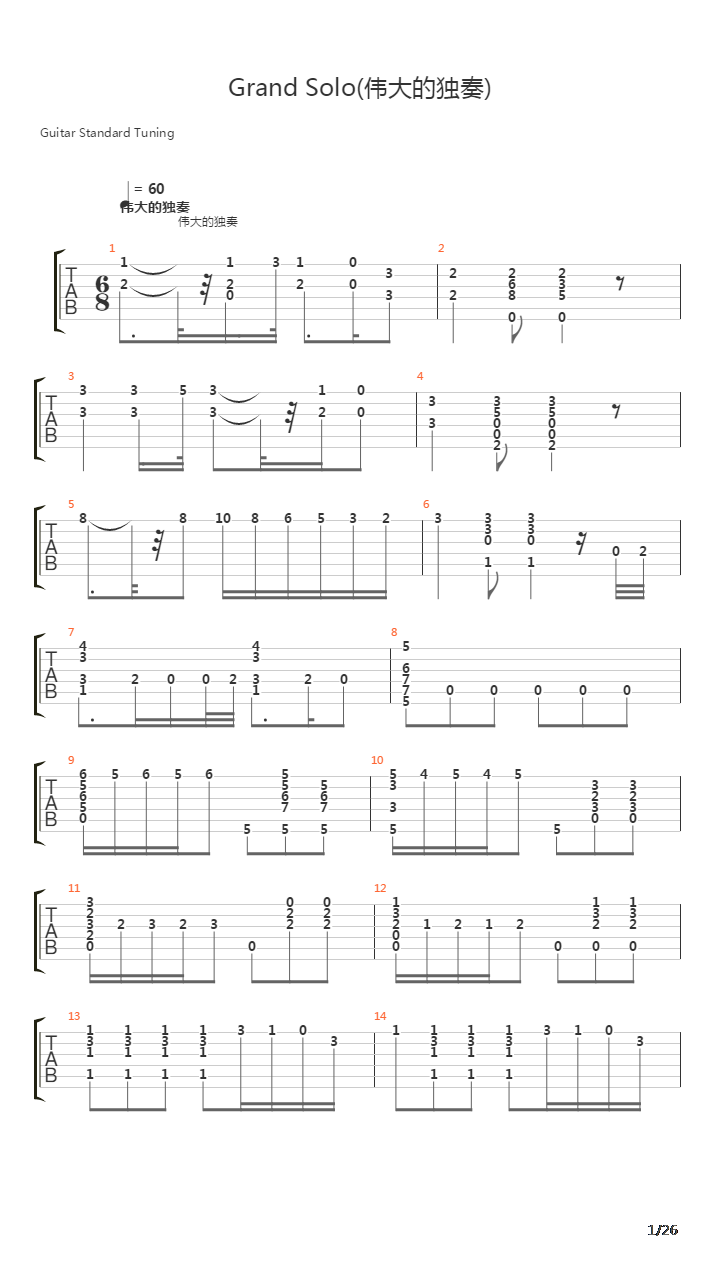 Grand Solo(伟大的独奏)吉他谱