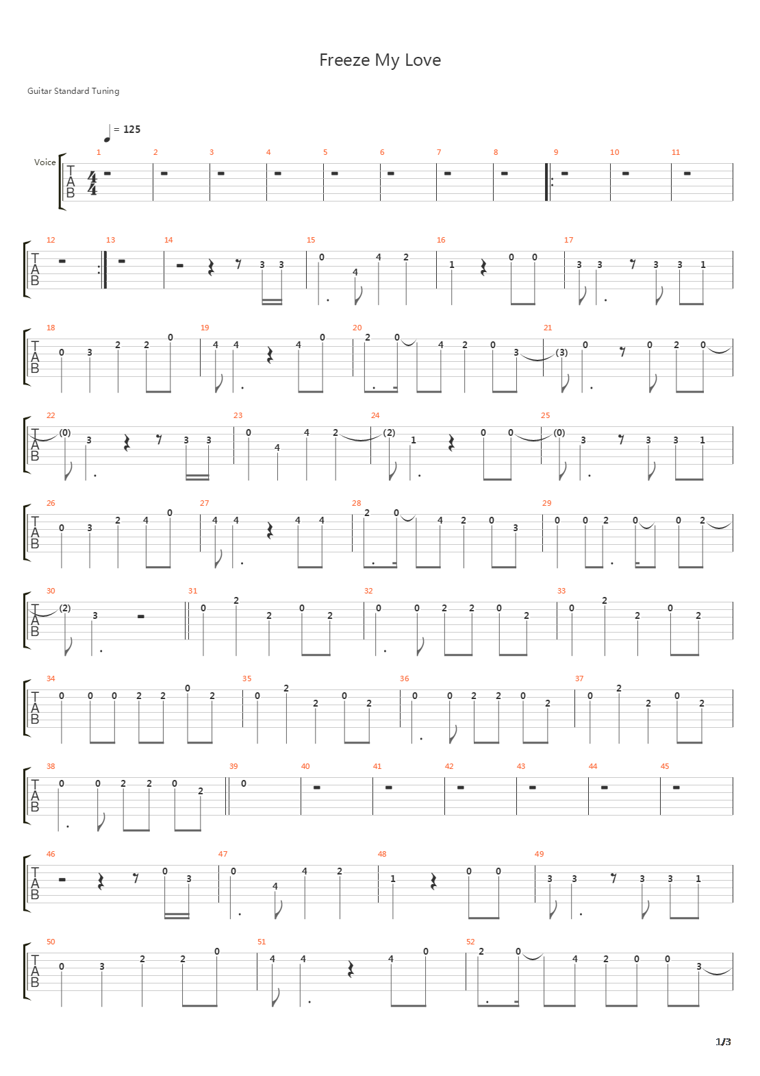 Freeze My Love吉他谱