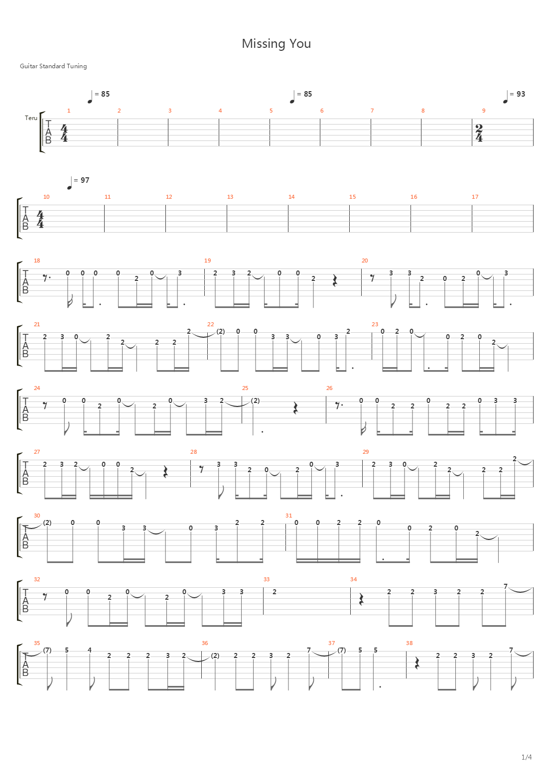 Missing You吉他谱