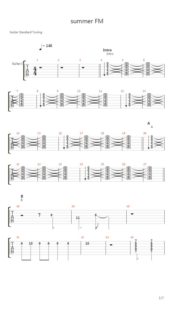 Summer FM吉他谱