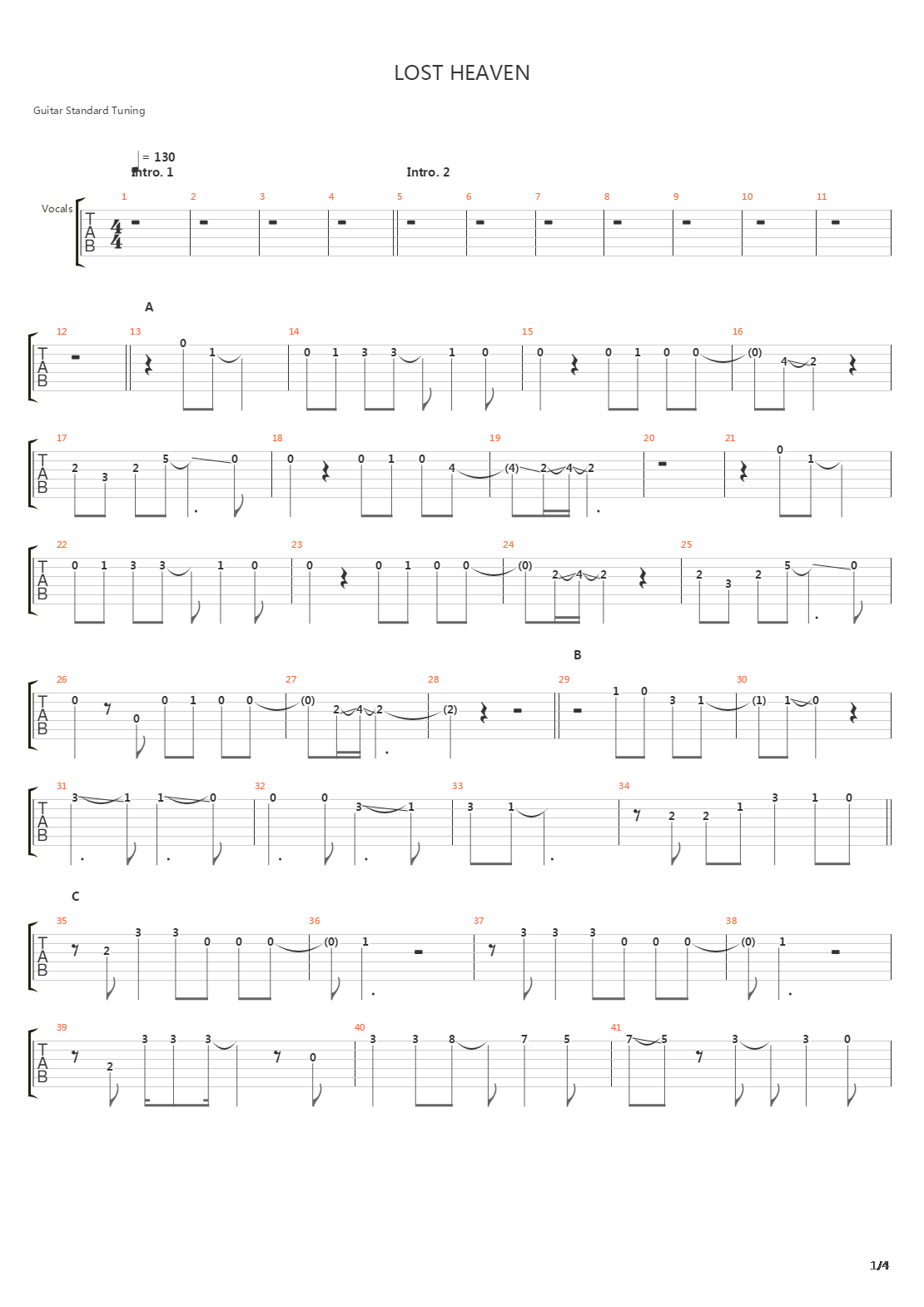 Lost Heaven吉他谱