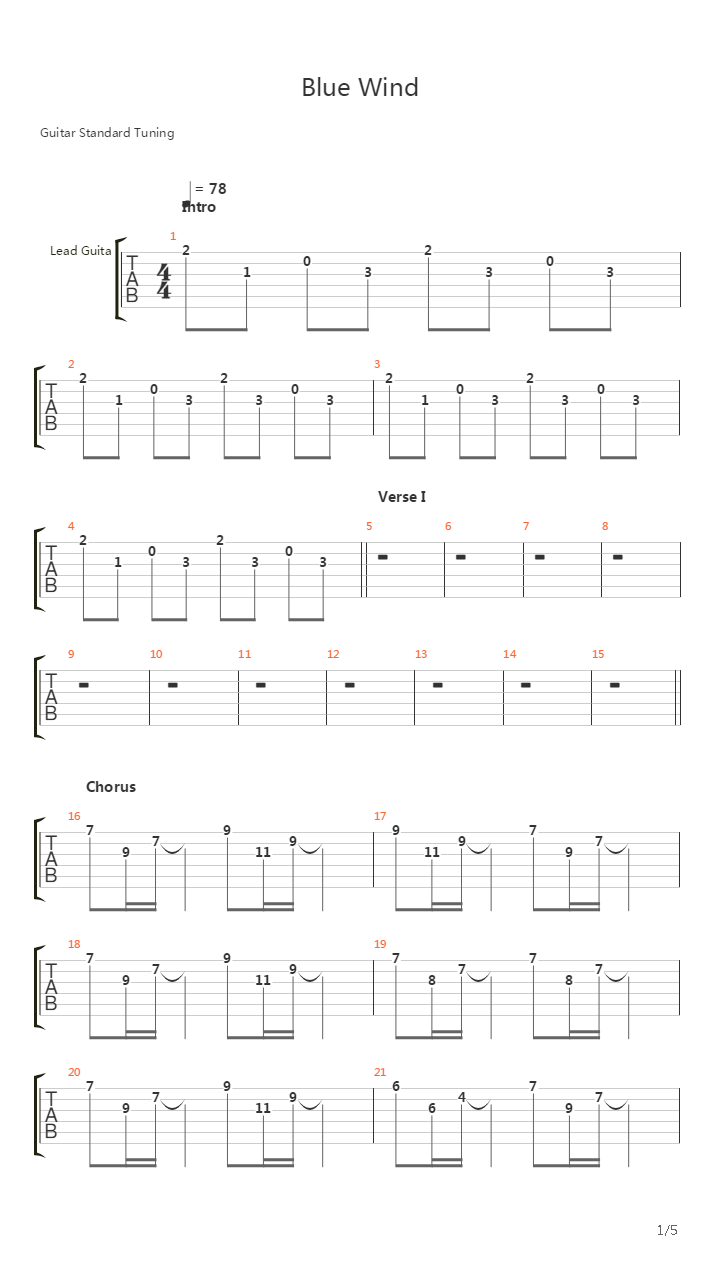 Blue wind吉他谱