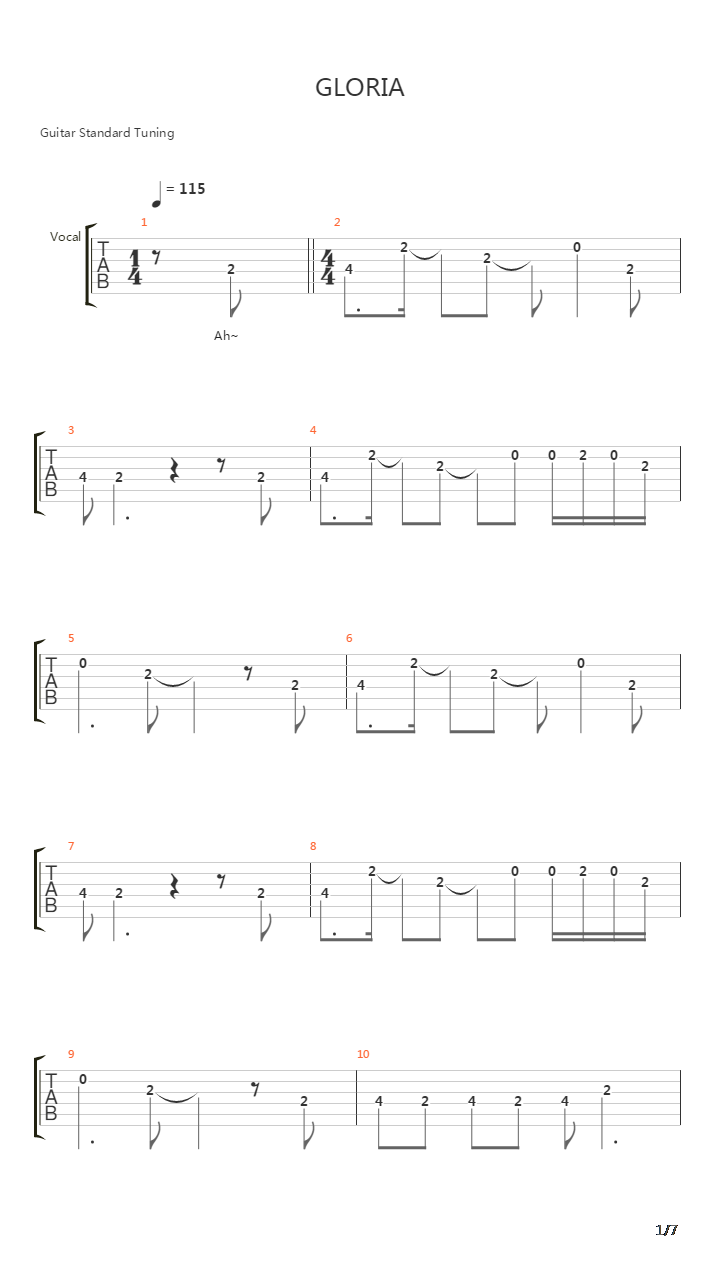 Gloria吉他谱