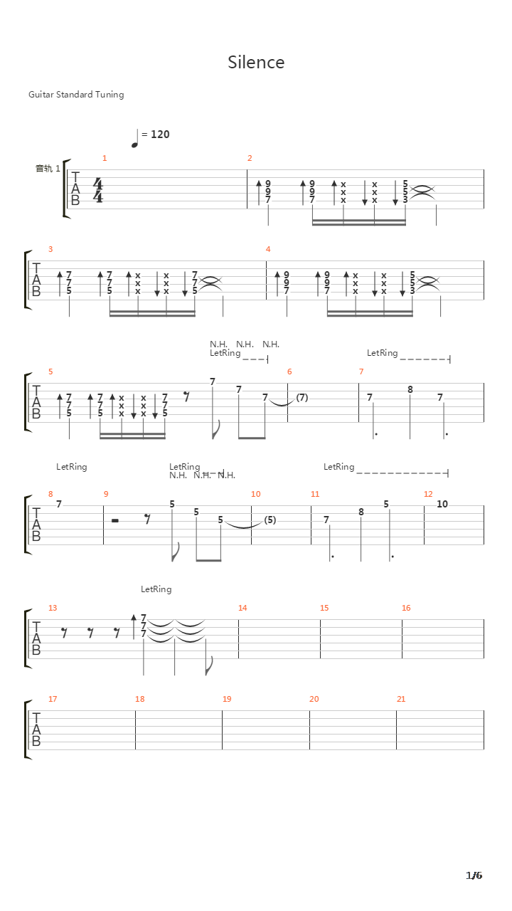 Silence吉他谱