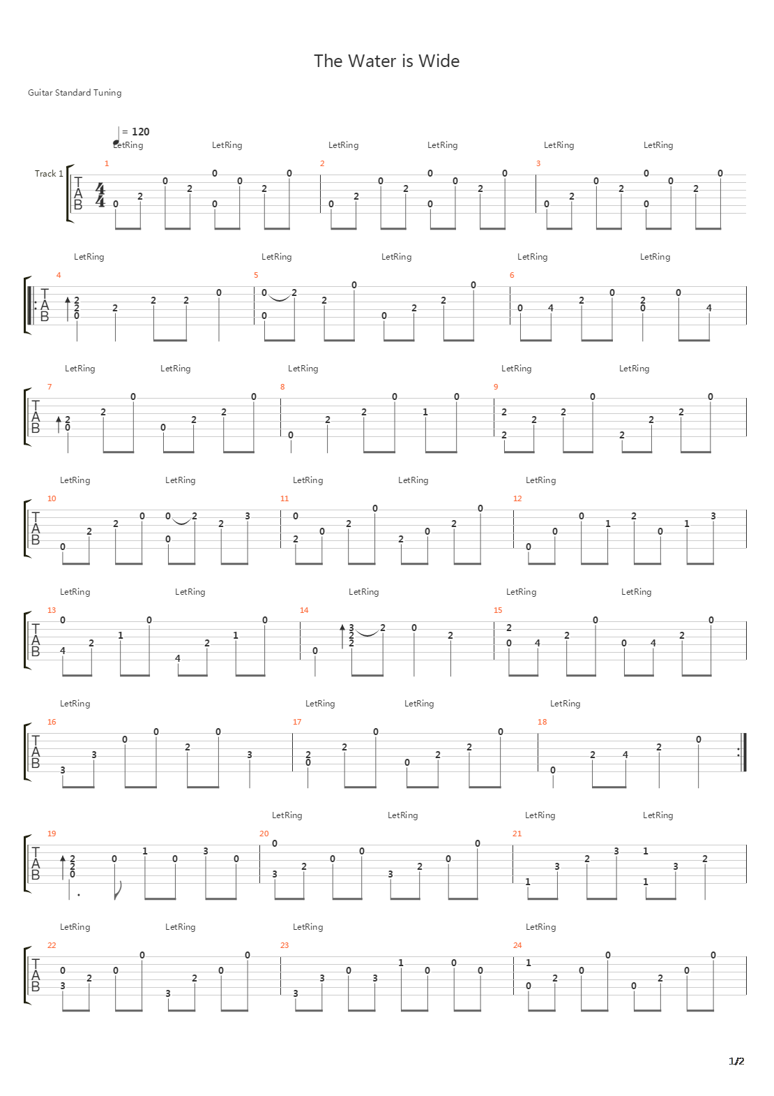 The Water is Wide吉他谱