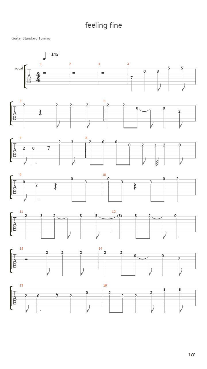 Feeling Fine吉他谱