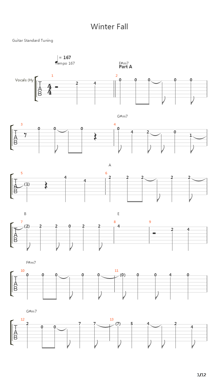 Winter Fall吉他谱