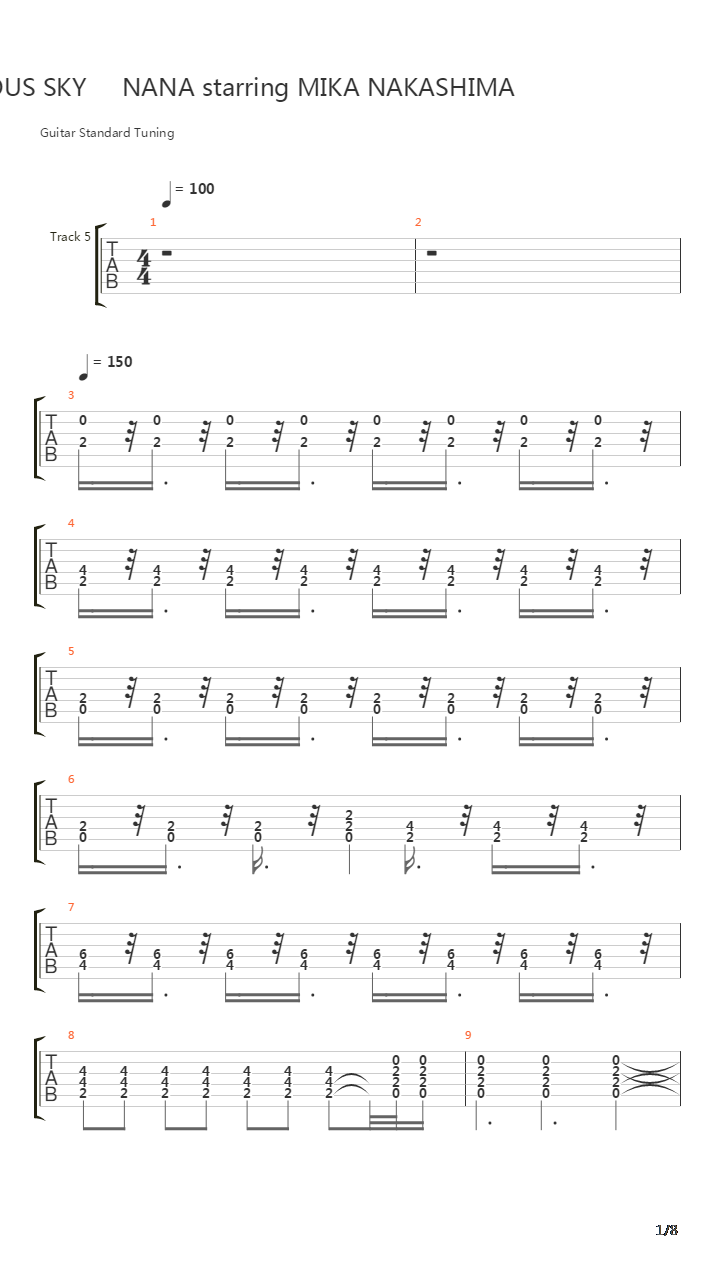 NANA - Glamorous sky吉他谱