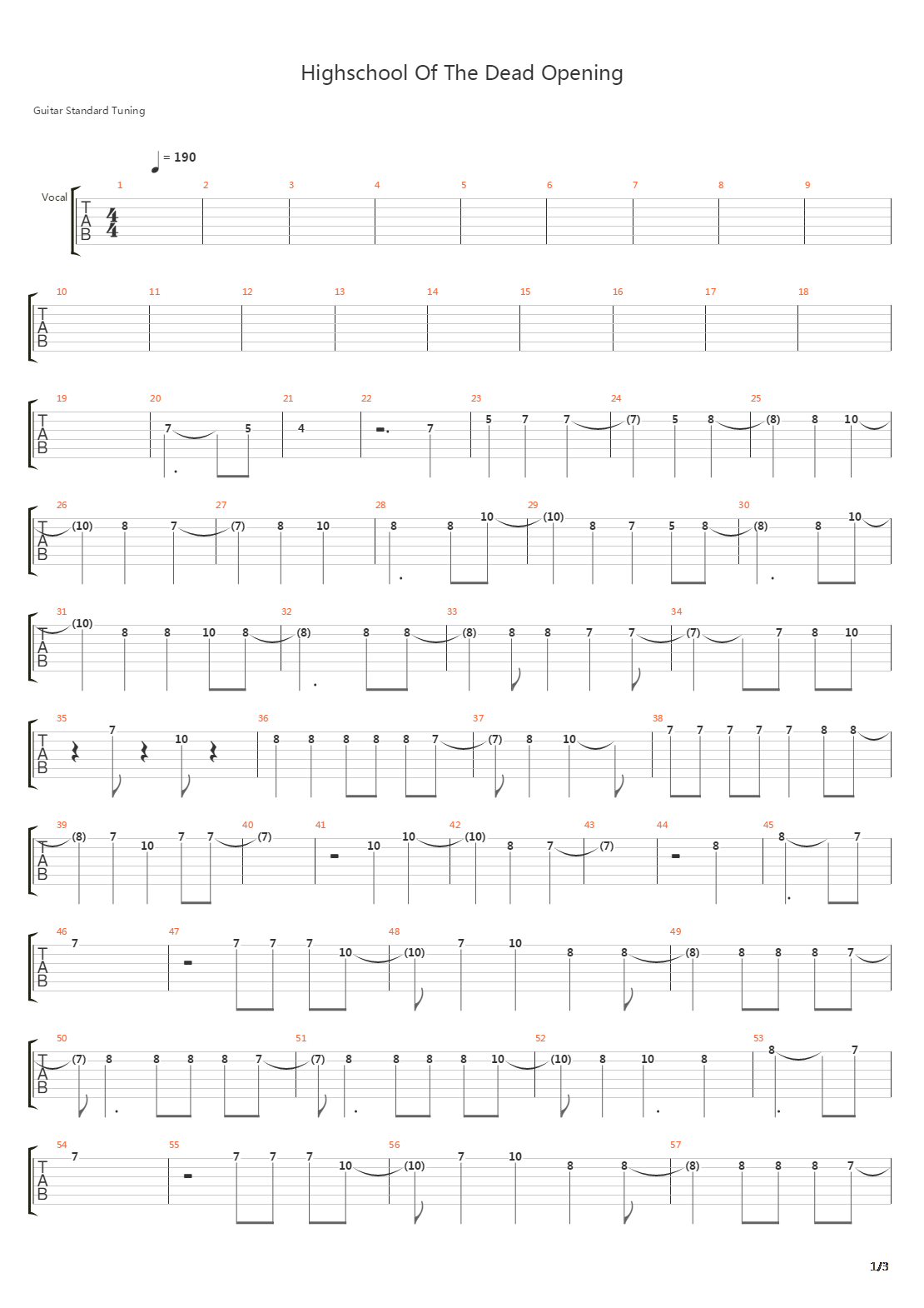 学园默示录 OP - High School Of The Dead吉他谱