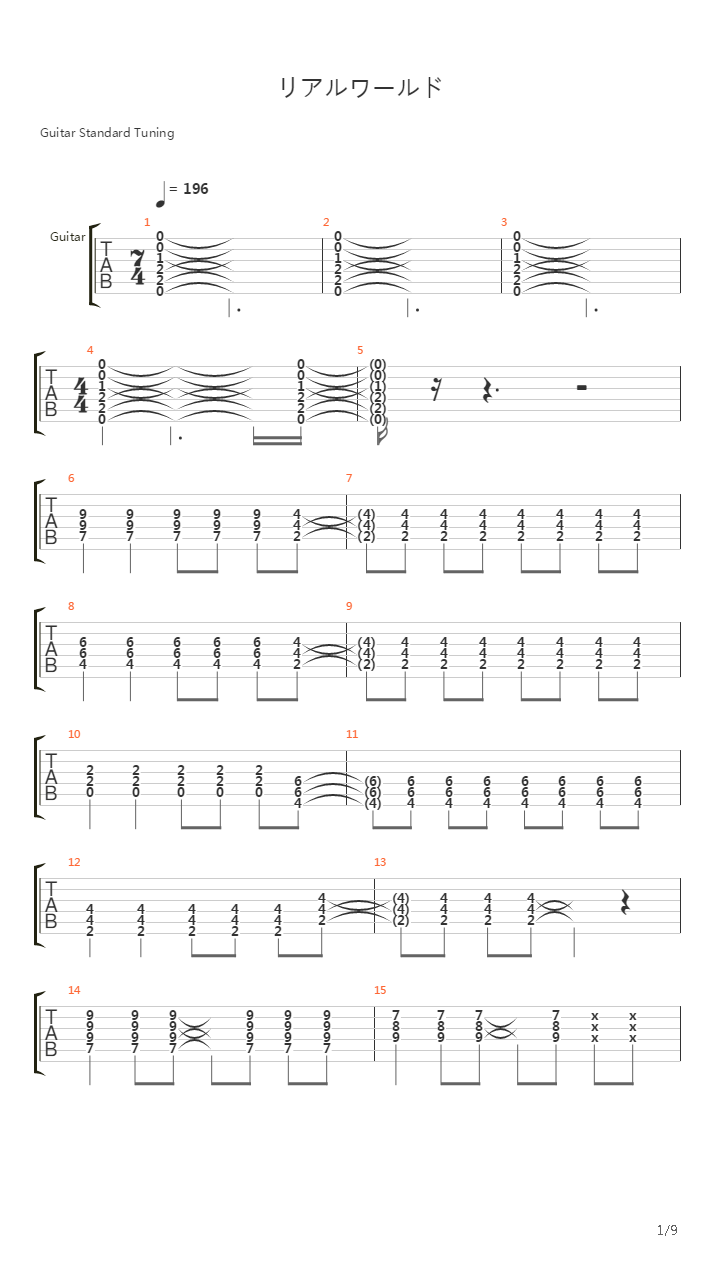 人类衰退之后OP - リアルワールド吉他谱