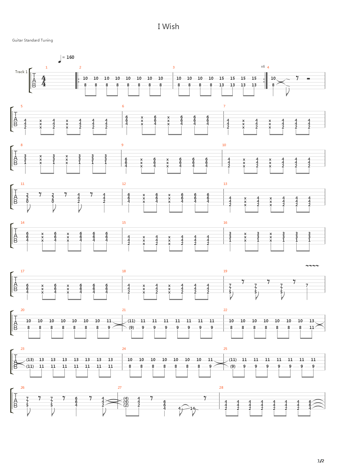 妖精的尾巴OP10 - I Wish吉他谱