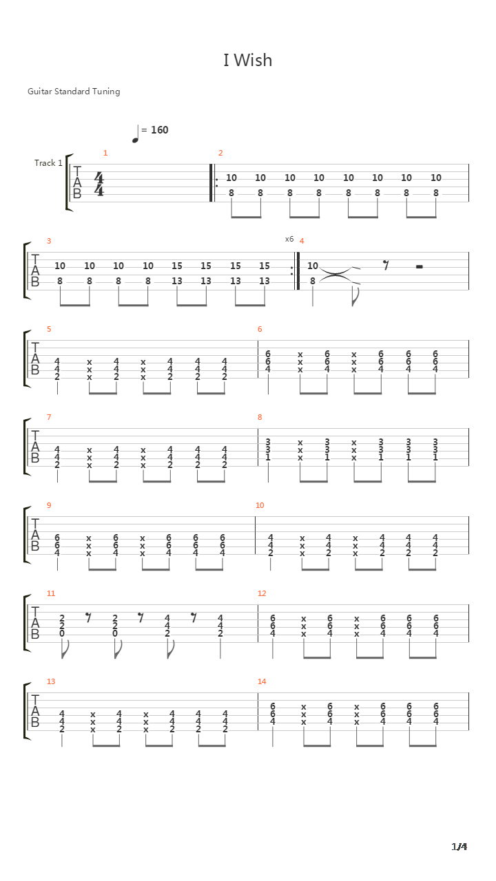 妖精的尾巴OP10 - I Wish吉他谱