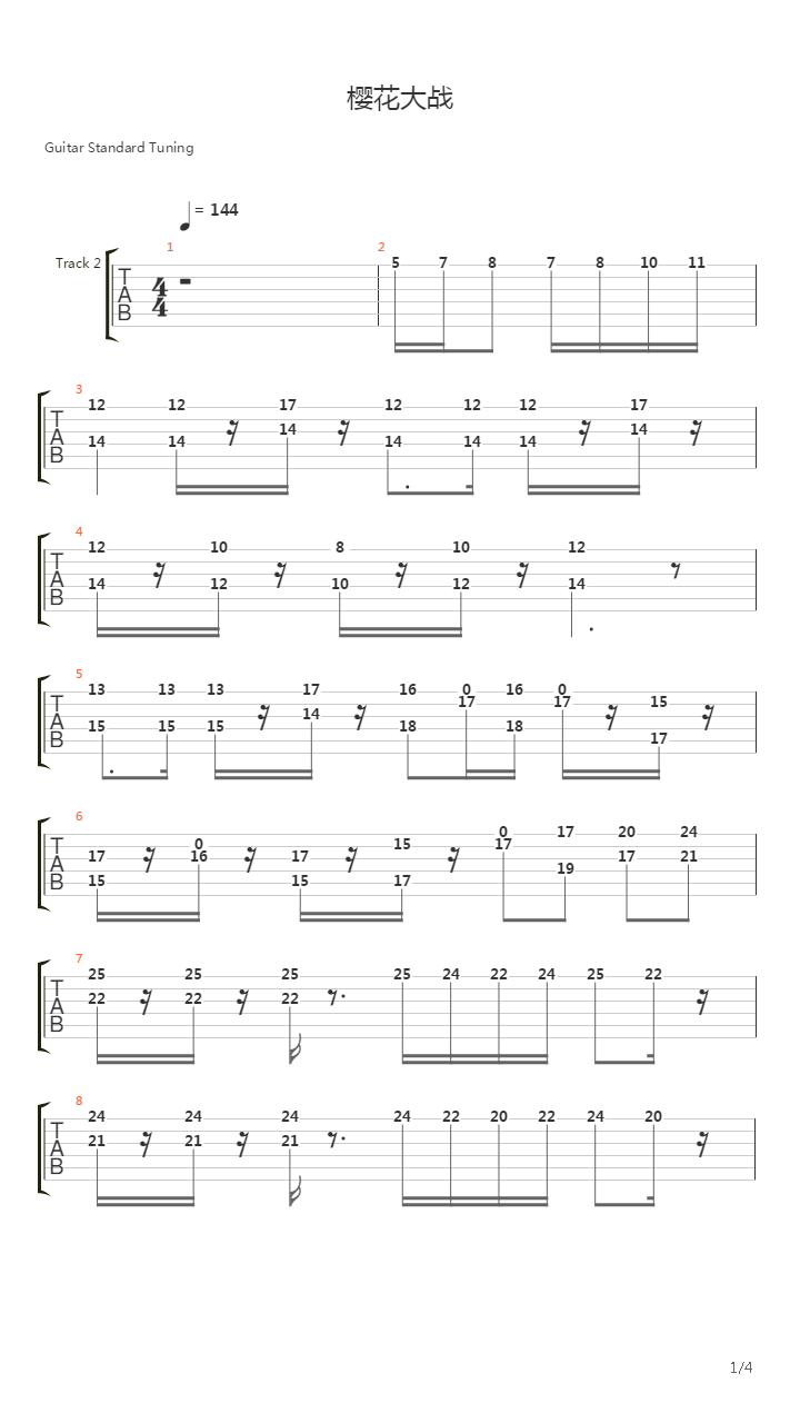 樱花大战 - 帝国华击团吉他谱