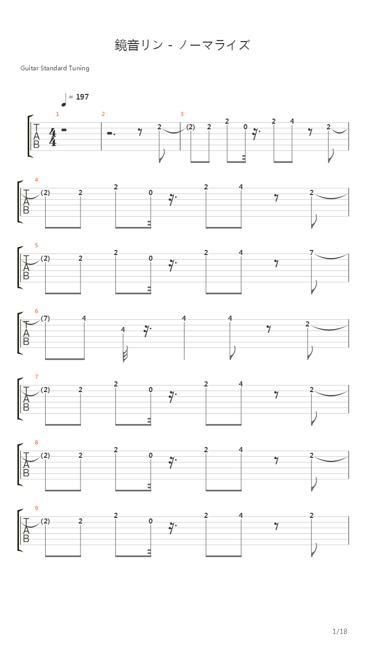 镜音リン - ノーマライズ吉他谱