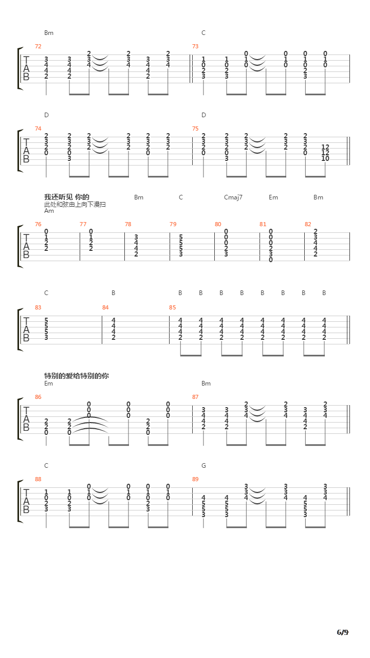 特别的爱给特别的你吉他谱