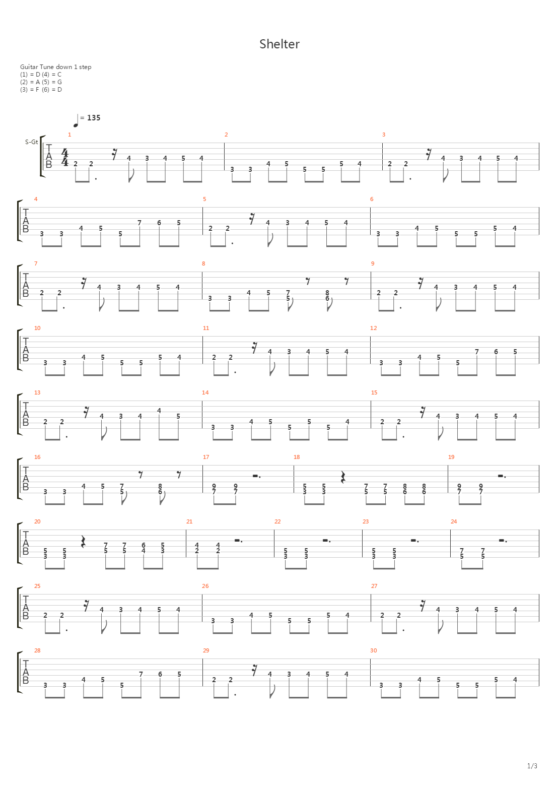 Shelter吉他谱