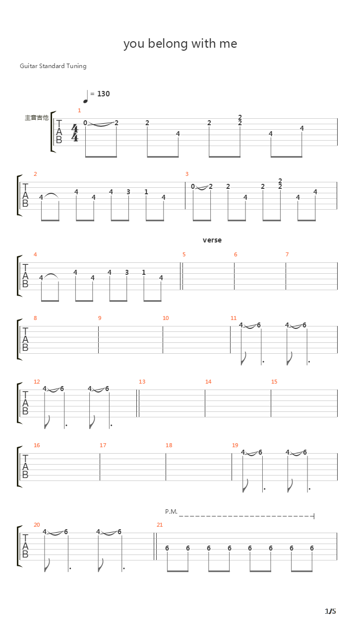 You Belong With Me吉他谱