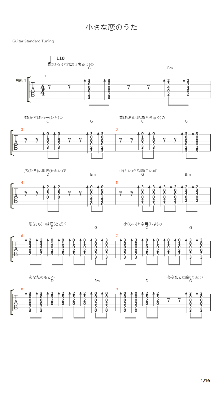 小さな恋のうた吉他谱