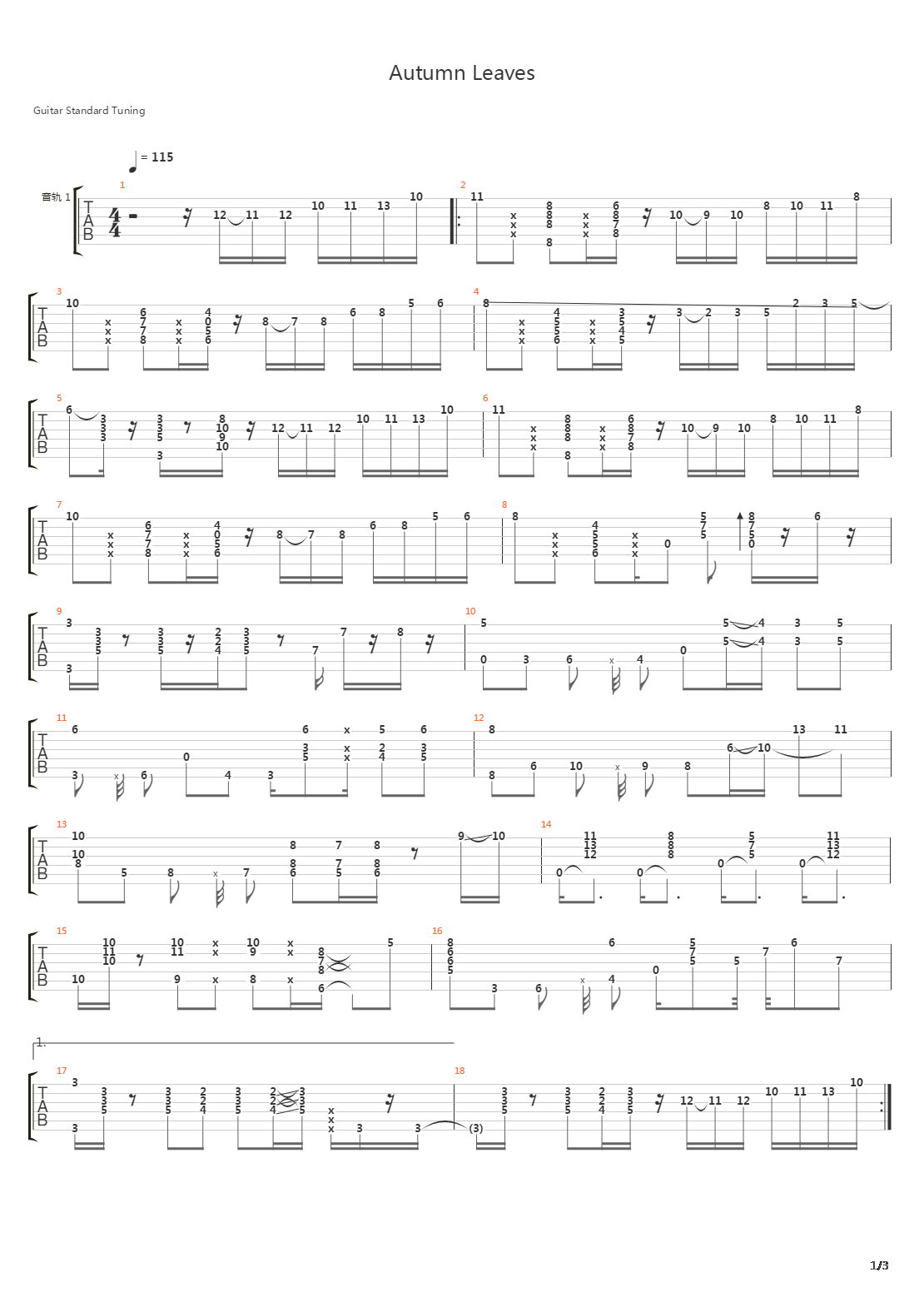 Autumn Leaves吉他谱