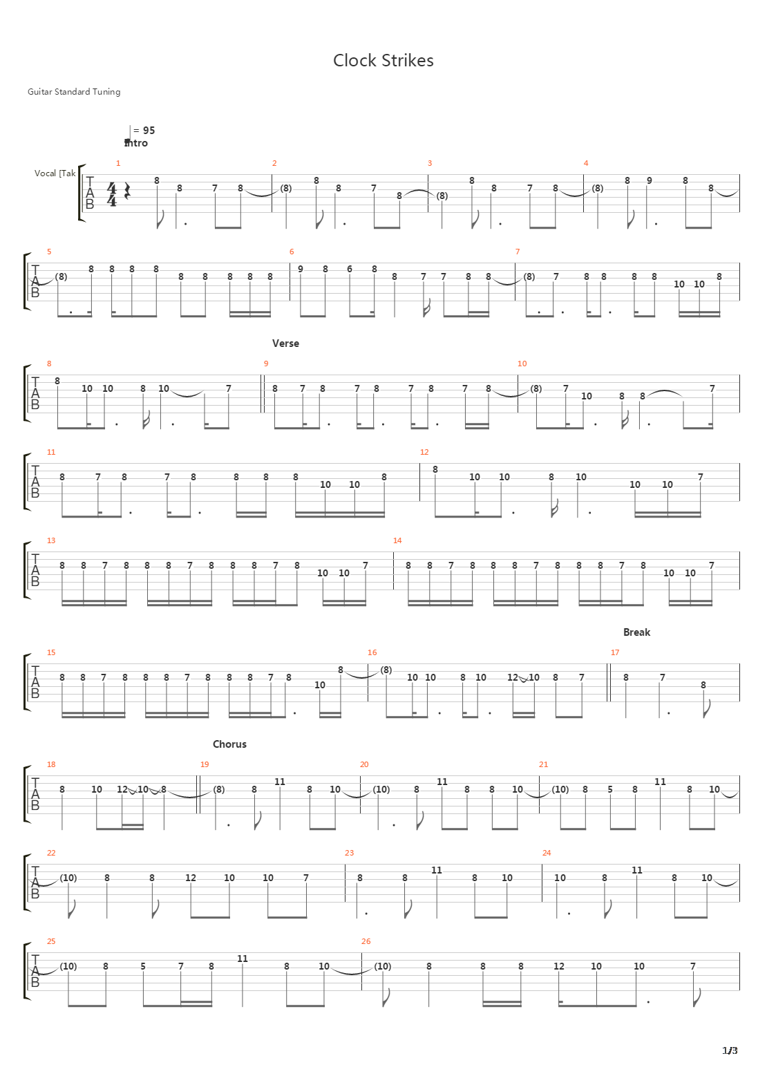 Clock Strikes吉他谱