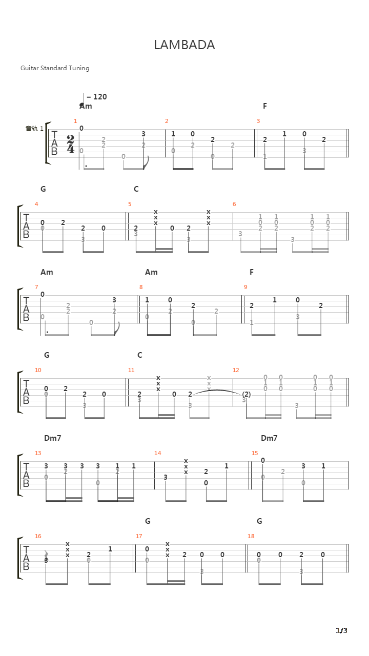 Lambada吉他谱