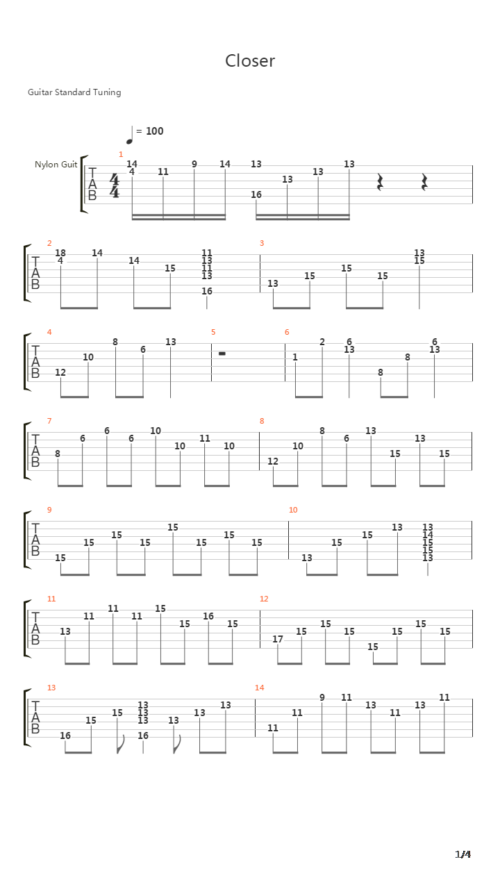 Closer (靠近《致美丽的你》)吉他谱
