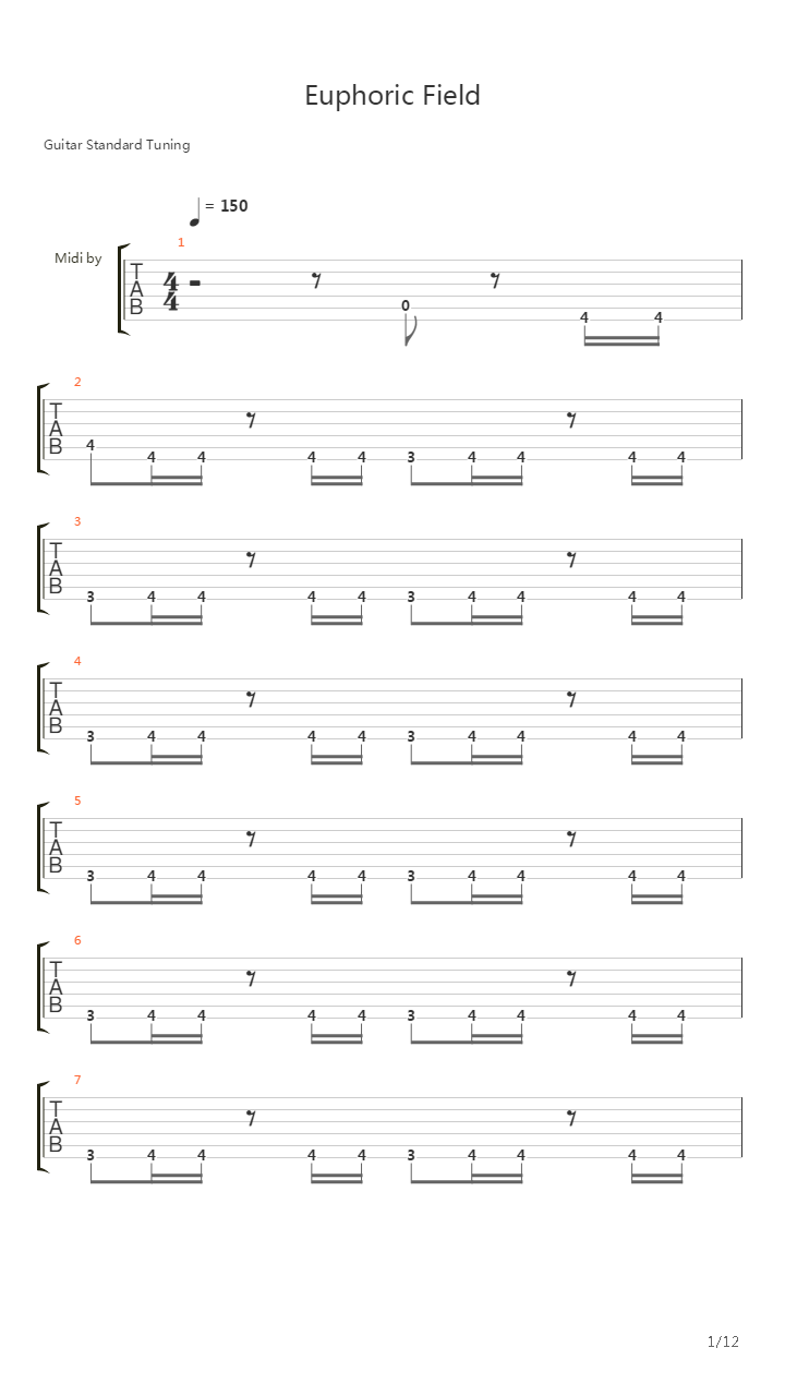 悠久之翼 - Euphoric Field吉他谱