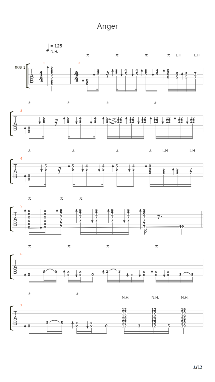 Okapi - Anger吉他谱
