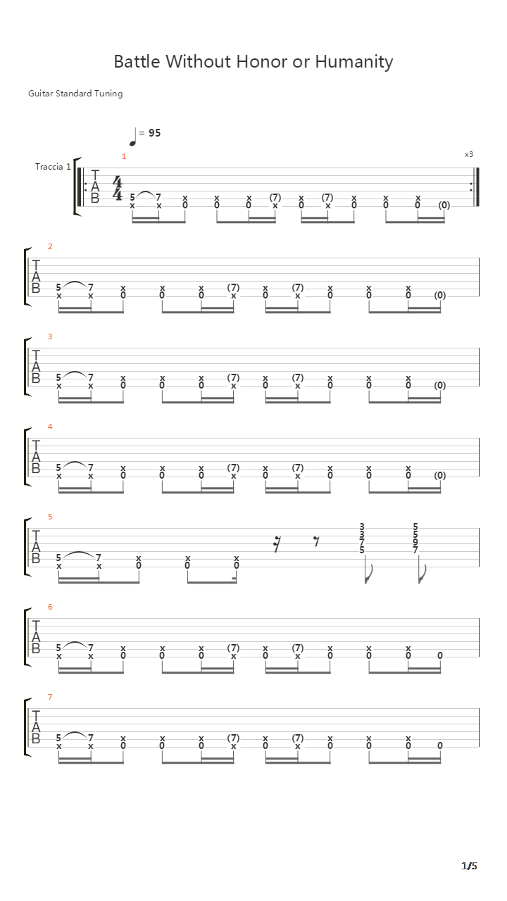 Battle Without Honor or Humanity吉他谱