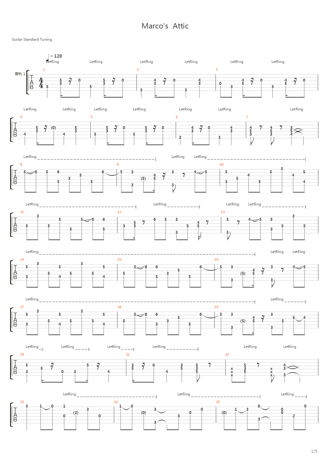 Marcos Attic吉他谱