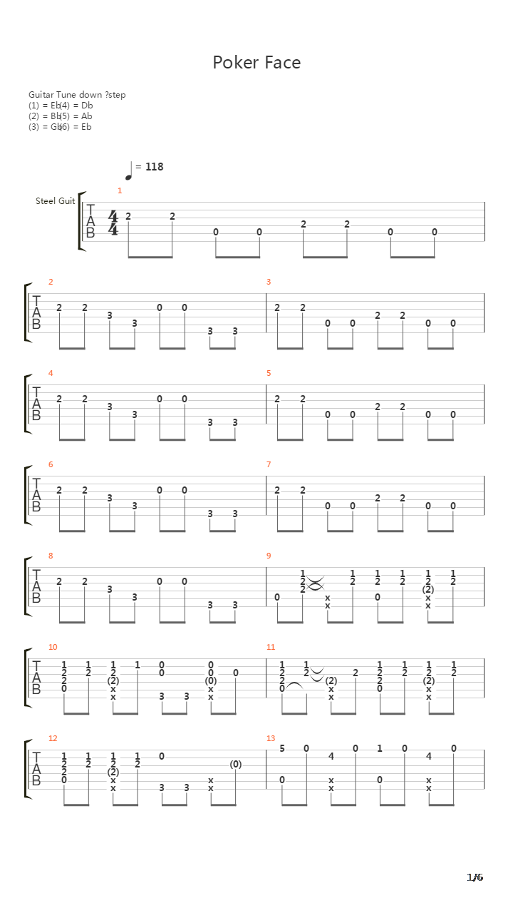Poker Face吉他谱