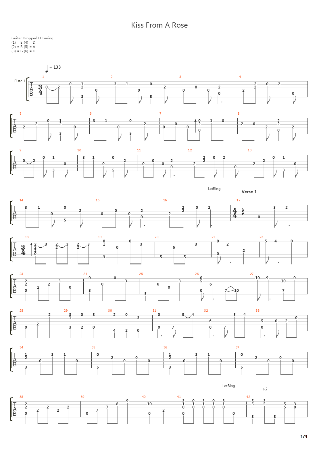 Kiss From A Rose吉他谱