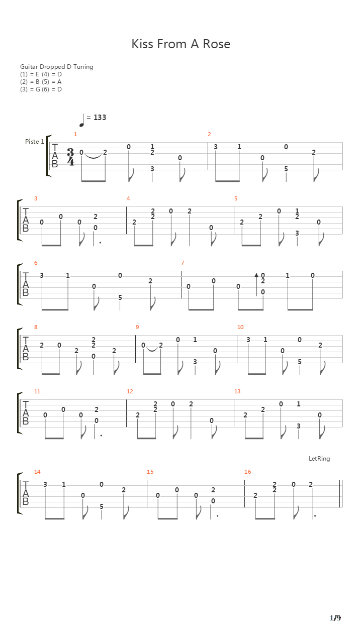 Kiss From A Rose吉他谱