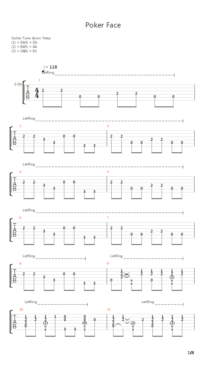 Poker Face吉他谱